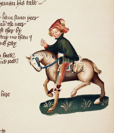 Il Canonico Yeoman, (dettaglio) da I Racconti di Canterbury, di Geoffrey Chaucer (c.1342-1400) Manoscritto Ellesmere, edizione facsimile, 1911 da English School